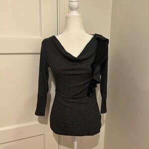 Deletta Black and White Striped Top with Lace Detail